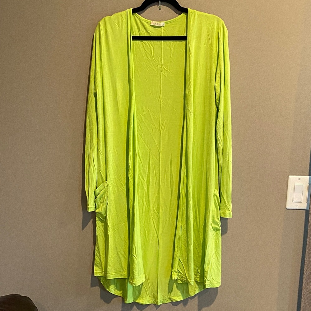 Lime Green Women's Lightweight Cardigan